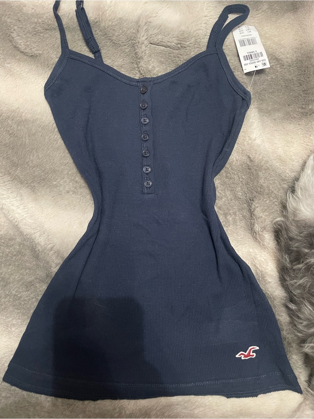 Hollister Navy Ribbed Button-Front tank top